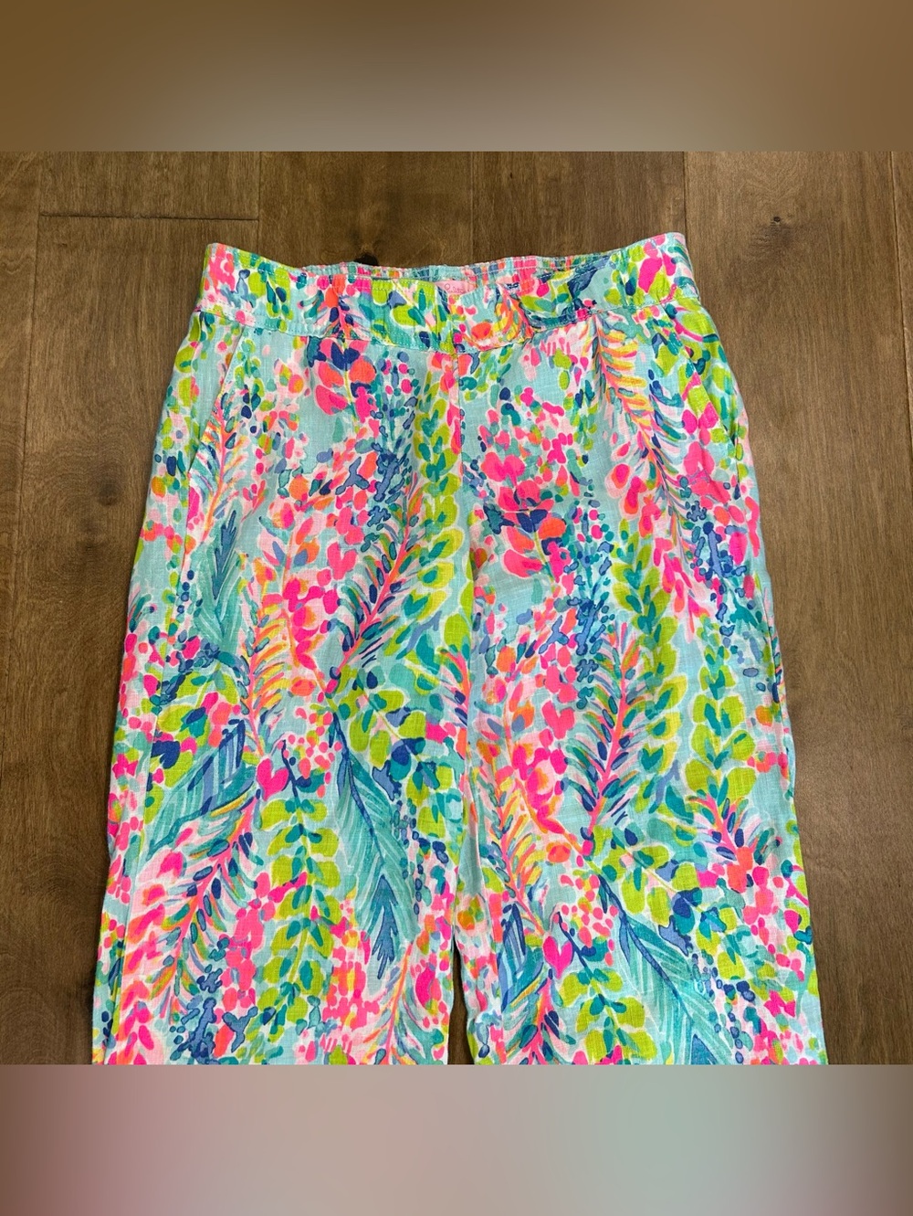Lilly Pulitzer florita ‘ catch the wave ‘ bright linen pants small holy grail - Picture 3 of 10